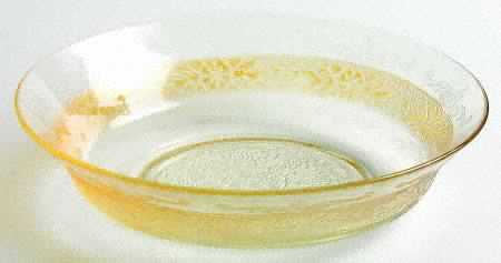 Stippled Rose Band Clear with Amber Cereal Bowl by MacBeth-Evans