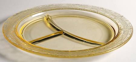 Stippled Rose Band Amber Grill Plate