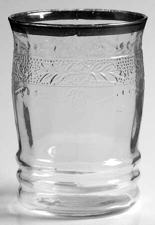 Stippled Rose Band Clear with Platinum 8 Oz Flat Tumbler