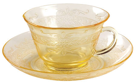 Stippled Rose Band Light Yellow Cup & Saucer Set