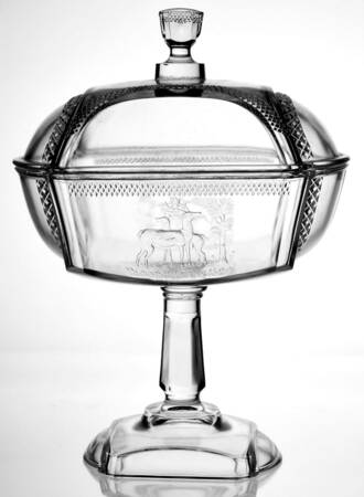 Deer and Pine Tree 9" Compote & Lid