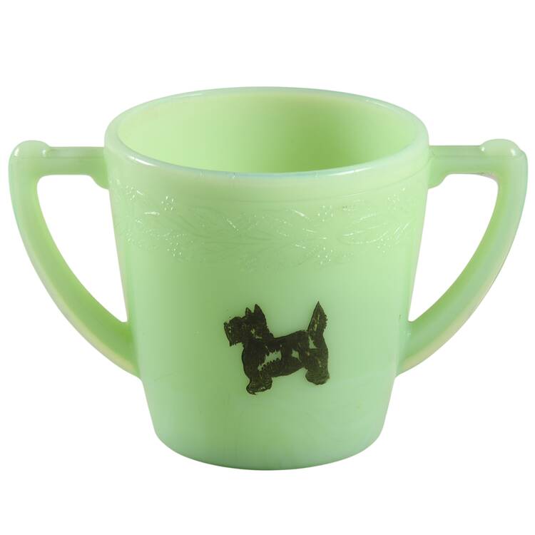 Laurel Jadite Green Child's Open Sugar
