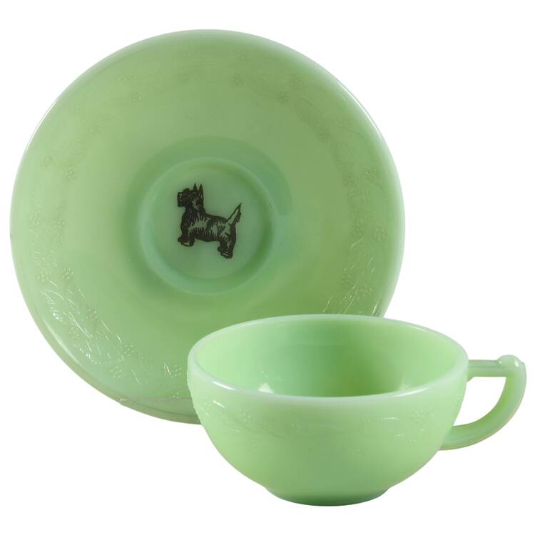 Laurel Jadite Green Child's Cup & Saucer Set