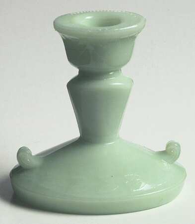Laurel Jadite Green 4" Single Light Candlestick