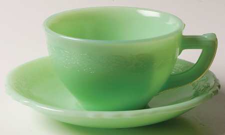Laurel Jadite Green Cup & Saucer Set