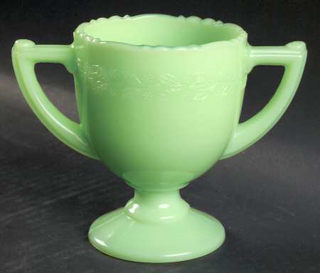 Laurel Jadite Green Sugar-Open