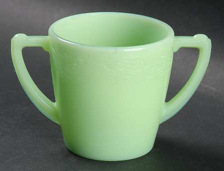 Laurel Jadite Green Child's Open Sugar