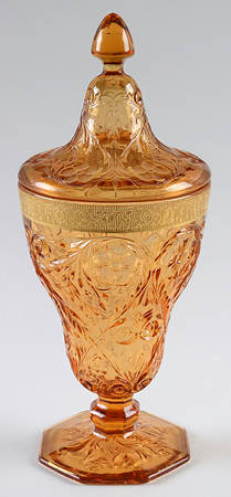 Rock Crystal Amber Candy Jar & Lid