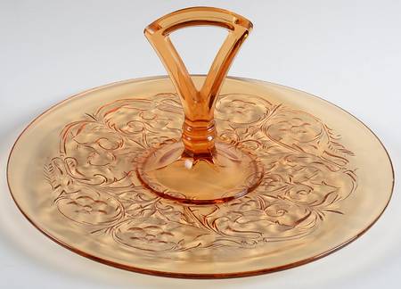 Rock Crystal Amber Center Handle Tray