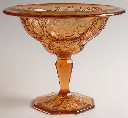 Rock Crystal Amber Round Compote (Height X Width)