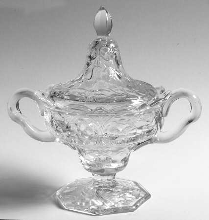 Rock Crystal Clear Footed Sugar Bowl & Lid