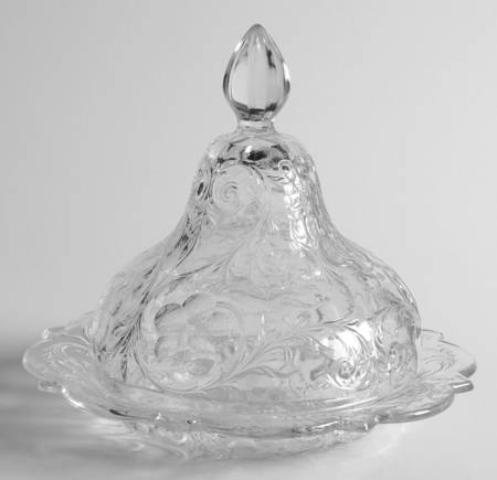Rock Crystal Clear Round Covered Butter by McKee