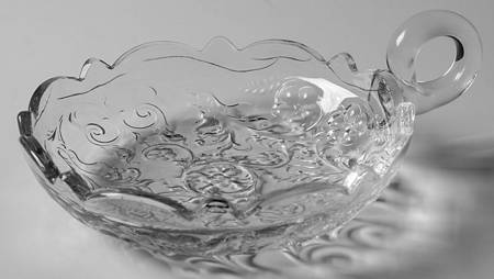 Rock Crystal Clear Handled Nappy