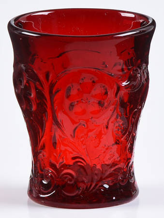 Rock Crystal Red Whiskey Glass