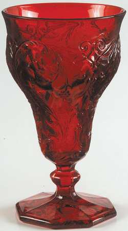 Rock Crystal Red Low Water Goblet by McKee