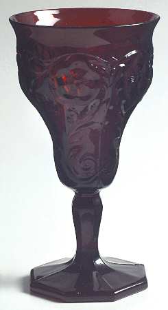 Rock Crystal Red Tall Water Goblet by McKee