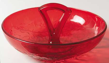 Rock Crystal Red Center Handle Bowl