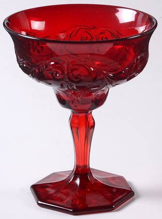 Rock Crystal Red Champagne Glass by McKee