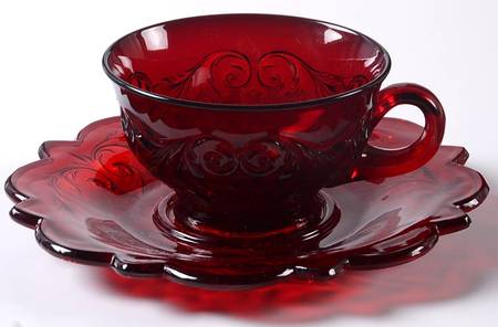 Rock Crystal Red Cup & Saucer Set
