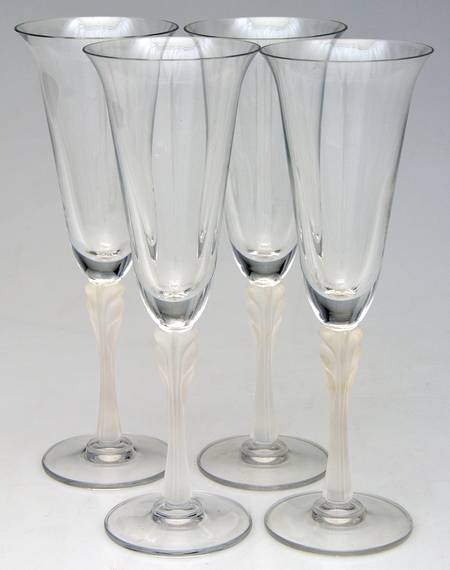 Ambiance (White Frosted Stem) Fluted Champagne - Set of 4
