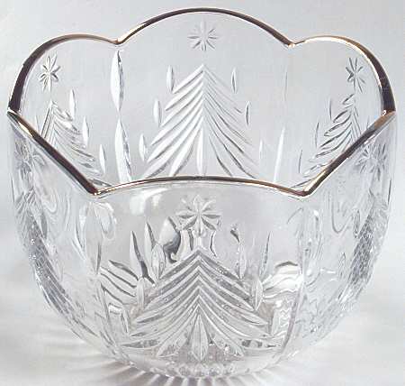 Christmas Tree Gold 8" Round Bowl