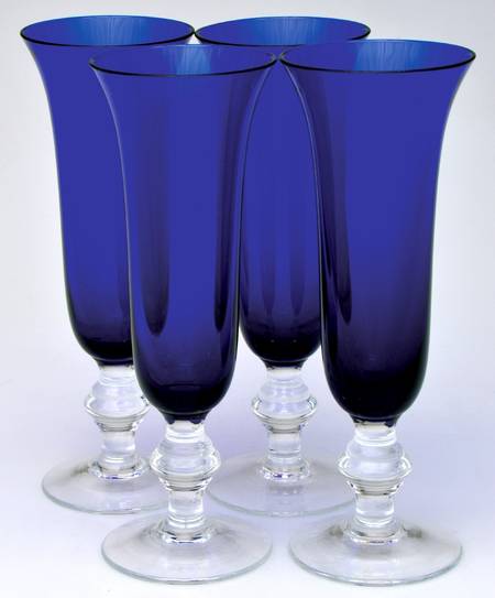 Ciara Sapphire Clear Fluted Champagne - Set of 4