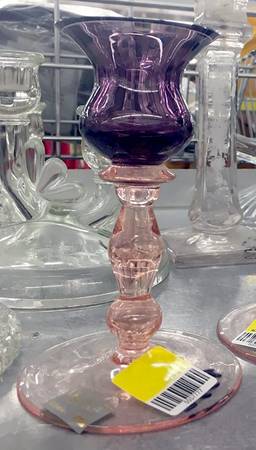 Estate Amethyst Pink 5 Light Candlestick