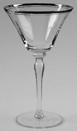 Jamestown Clear (Platinum Trim) Martini Glass