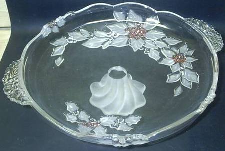 Poinsettia Footed Cake Plate