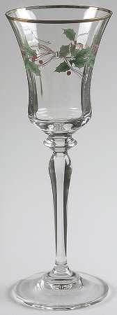 Ribbon Holly Wine Glass
