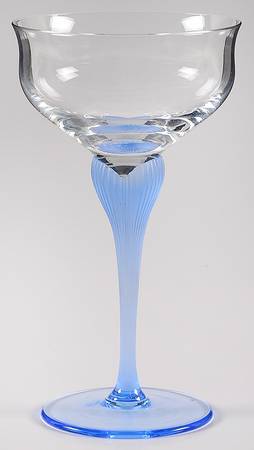 Sea Mist Sapphire Frosted Stem Champagne/Tall Sherbet
