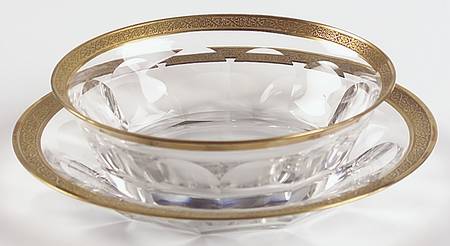 Lady Hamilton Gold Encrusted Band Finger Bowl & Underplate