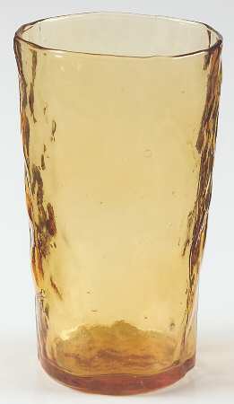 Crinkle Glass Amber 10 Oz Flat Tumbler