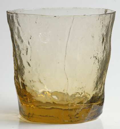 Crinkle Glass Amber Double Old Fashioned