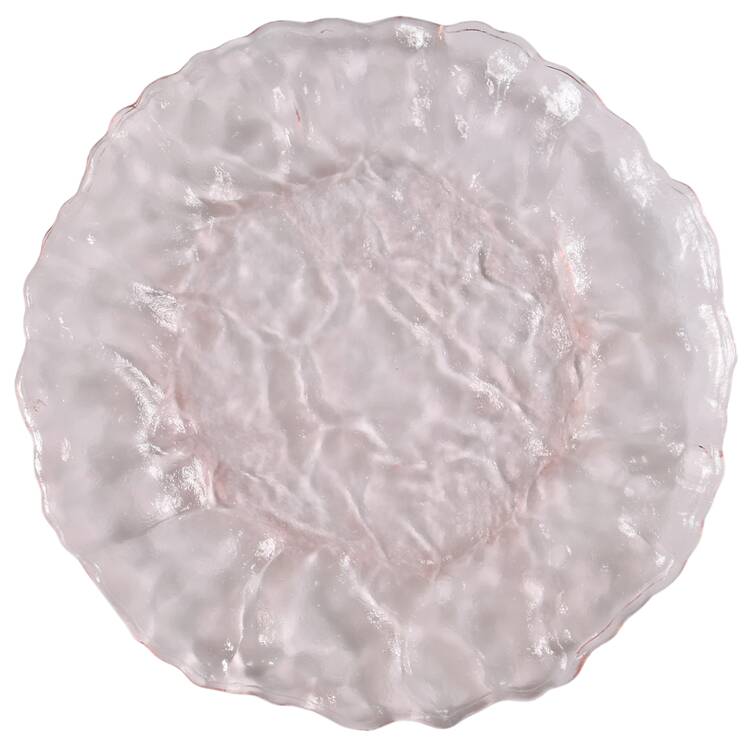 Crinkle Glass Pink Dinner Plate