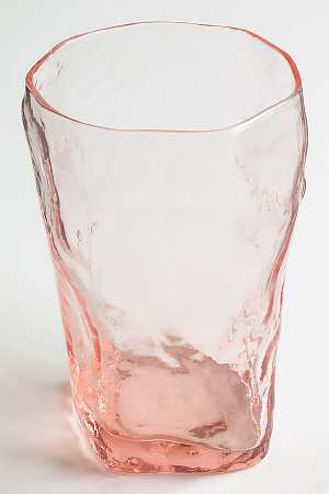 Crinkle Glass Pink 9 Oz Flat Tumbler