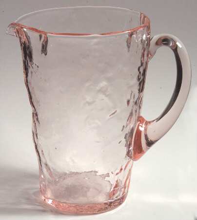 Crinkle Glass Pink 26 Oz Pitcher