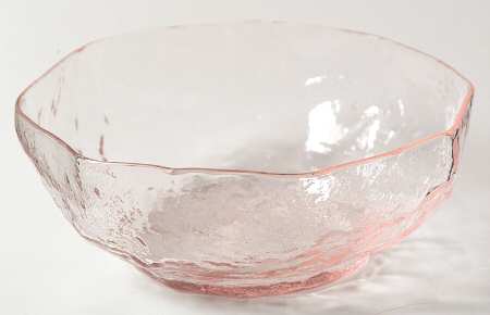 Crinkle Glass Pink Finger Bowl