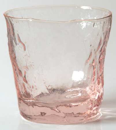 Crinkle Glass Pink Double Old Fashioned