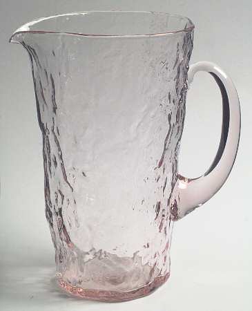Crinkle Glass Pink 54 Oz Pitcher