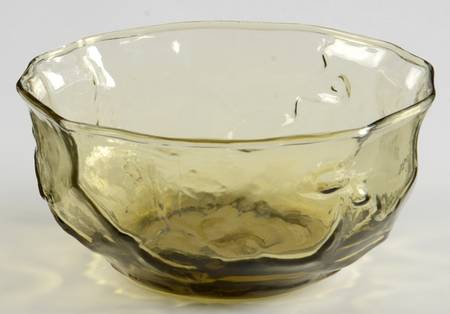 Crinkle Glass Topaz Small Fruit Dessert Bowl