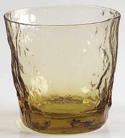 Crinkle Glass Topaz Double Old Fashioned