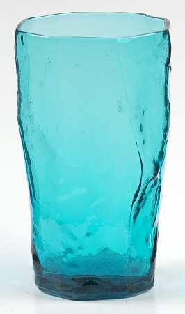 Crinkle Peacock Blue Flat Juice Glass