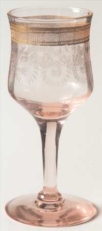 Gold Dec 329 Pink Cordial Glass