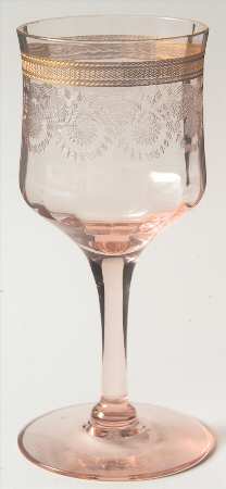 Gold Dec 329 Pink Wine Glass
