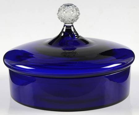 Golf Ball Cobalt Blue (Ritz Blue) Candy Dish & Lid