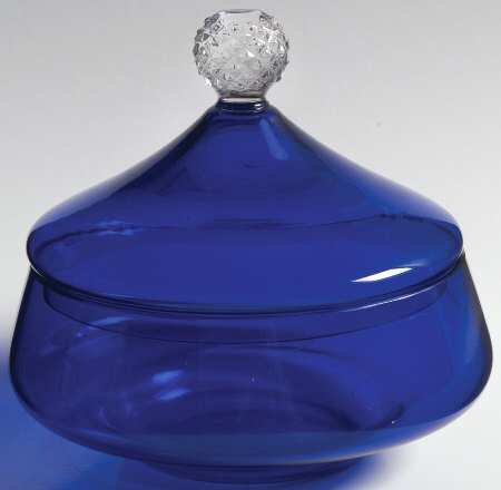Golf Ball Cobalt Blue (Ritz Blue) Low Footed Candy Box & Lid