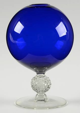 Golf Ball Cobalt Blue (Ritz Blue) Footed Ivy Ball Vase