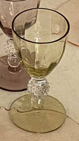 Golf Ball Topaz Bowl and Foot (Optic) Cordial Glass