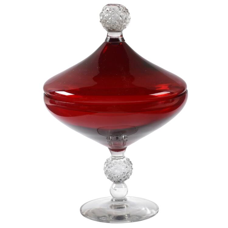 Golf Ball Ruby Compote & Lid